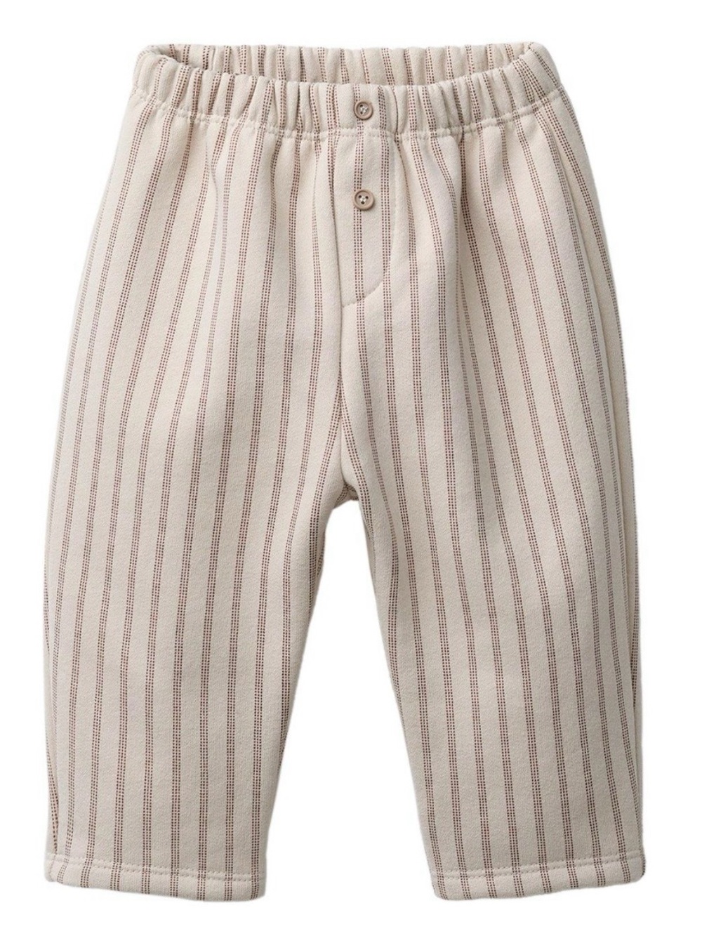 Neutral Beige & Brown Striped Baggy Pants